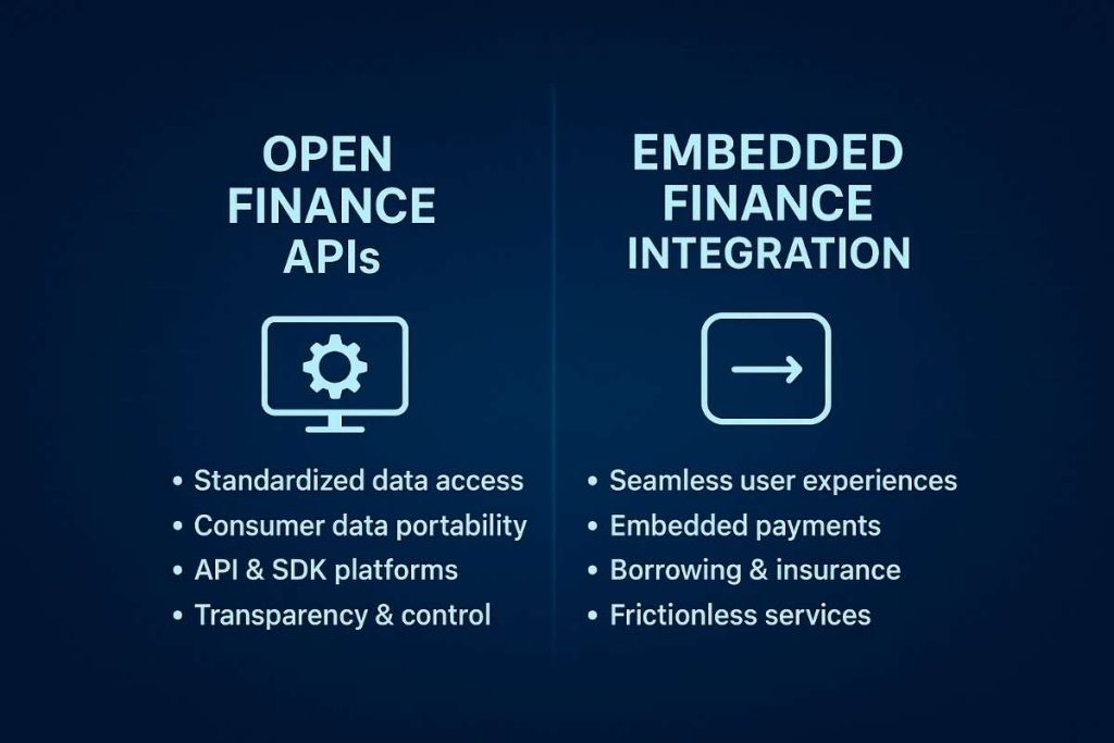 open finance 2025 infographic comparing APIs and embedded finance integration